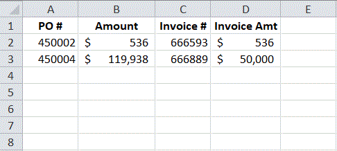 Image of excel invoice report